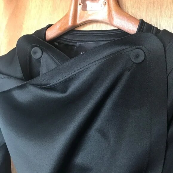 Akira Black Jacket with Hood Size Small Wrap Trench Coat Cape Gothic Steampunk S - Picture 9 of 10